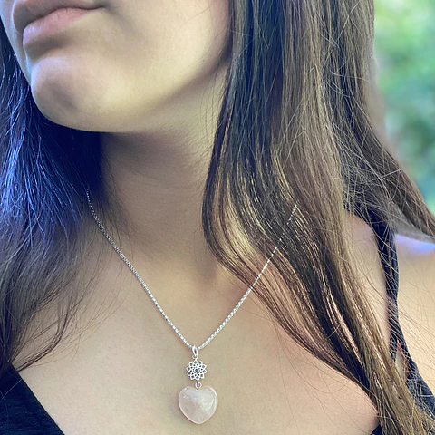 Collar Mandala Cuarzo Rosado