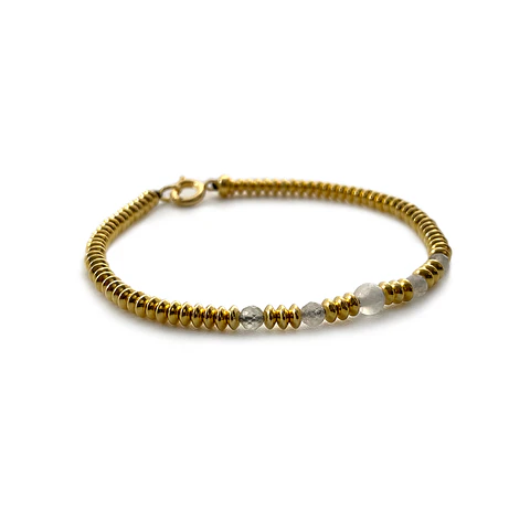 Pulsera Discos Oro Cuarzo