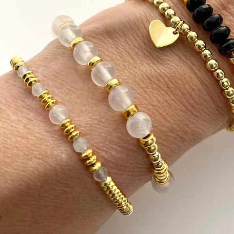 Pulsera Discos Oro Cuarzo