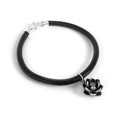 Pulsera Cuero Flor Loto