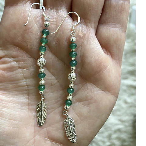 Aros Plumas Turmalina Verde