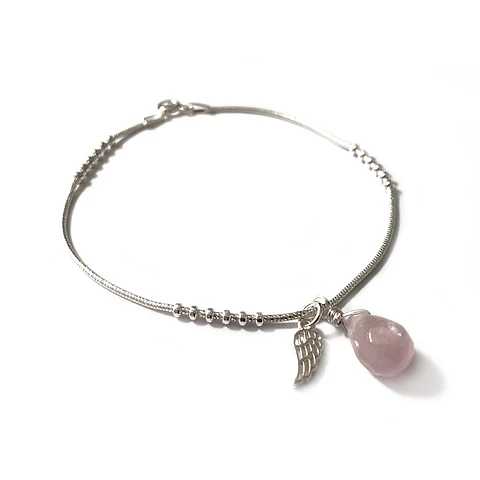 Pulsera Ala Cuarzo Rosado