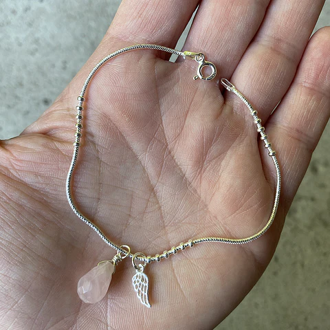 Pulsera Ala Cuarzo Rosado