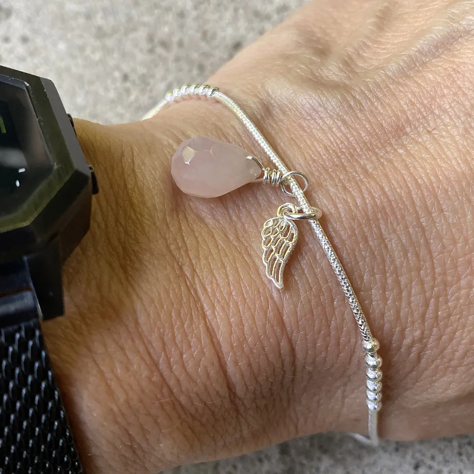 Pulsera Ala Cuarzo Rosado 3