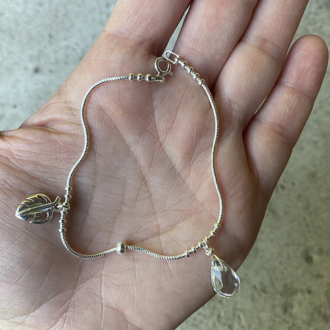 Pulsera Hoja Cuarzo Cristal