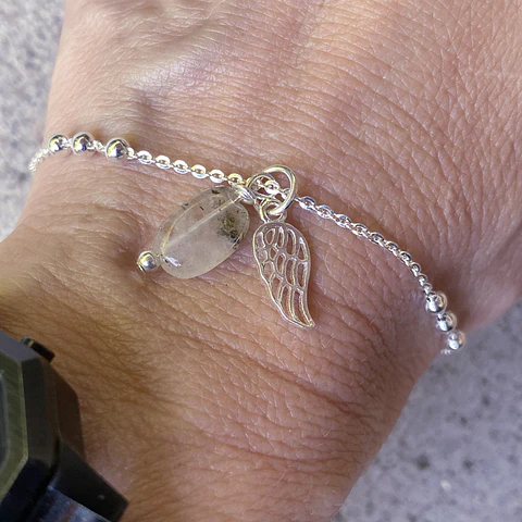 Pulsera Bolitas Ala Cuarzo Turmalinado