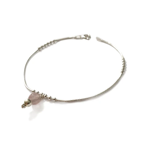 Pulsera Bolitas Cuarzo Rosado