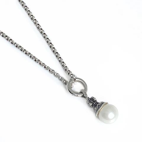 Collar Perla Loto Argolla Mecánica