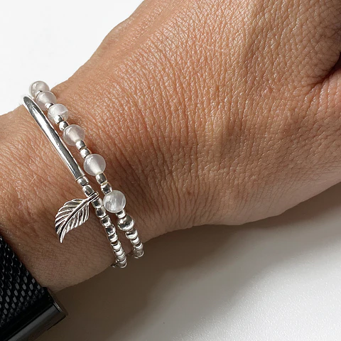Pulsera Mostacillas Tubo Cuarzo Cristal 