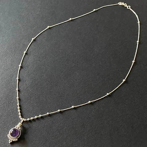 Collar Bolitas Colgante Amatista