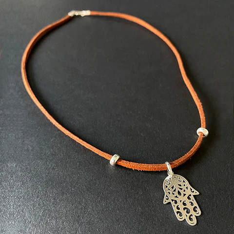 Collar Cuero Hamsa