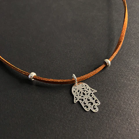Collar Cuero Hamsa