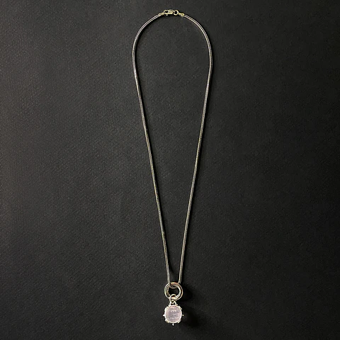 Collar Argolla Esfera Cuarzo Rosado