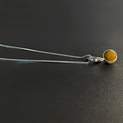 Collar Argolla Esfera Ojo de Tigre