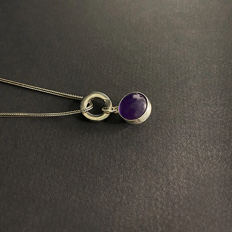 Collar Argolla Esfera Amatista
