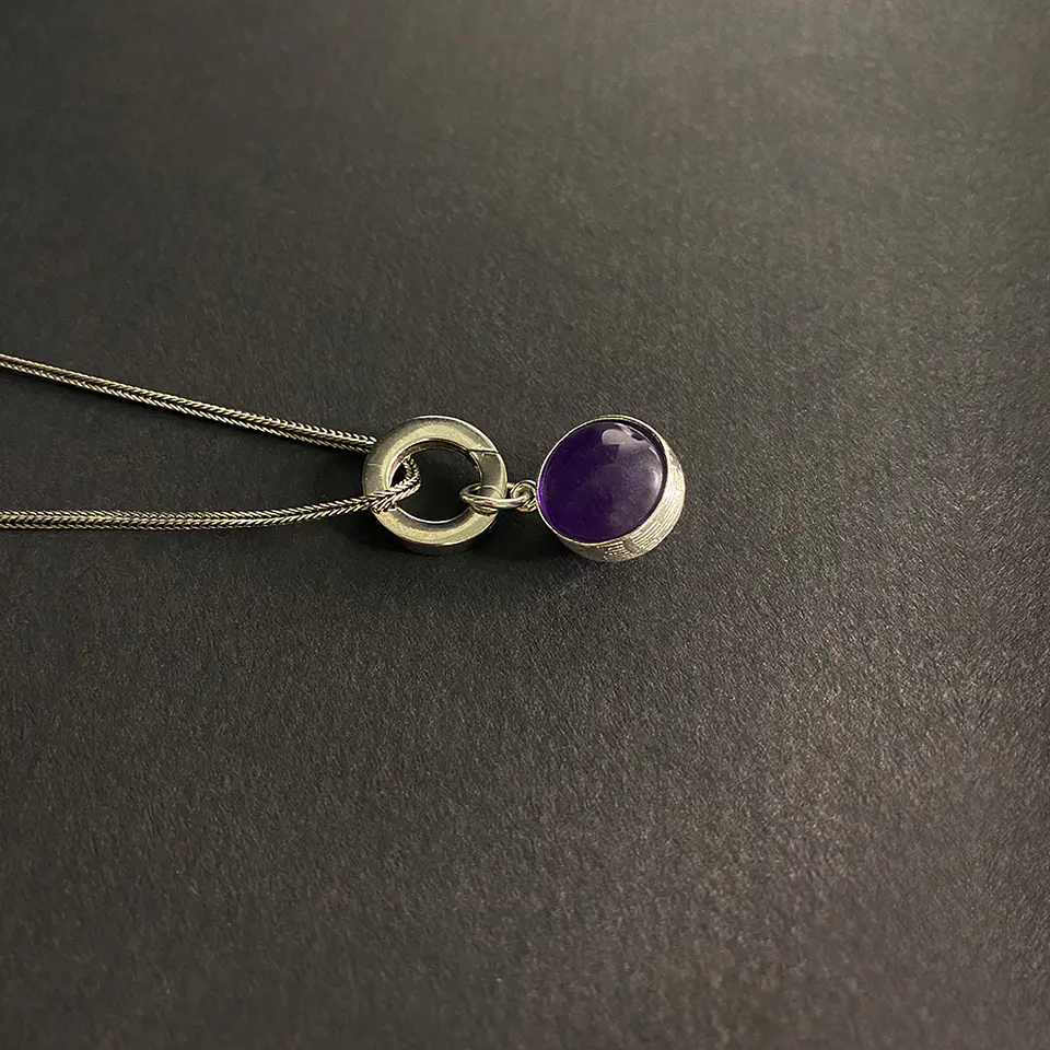 Collar Argolla Esfera Amatista 1