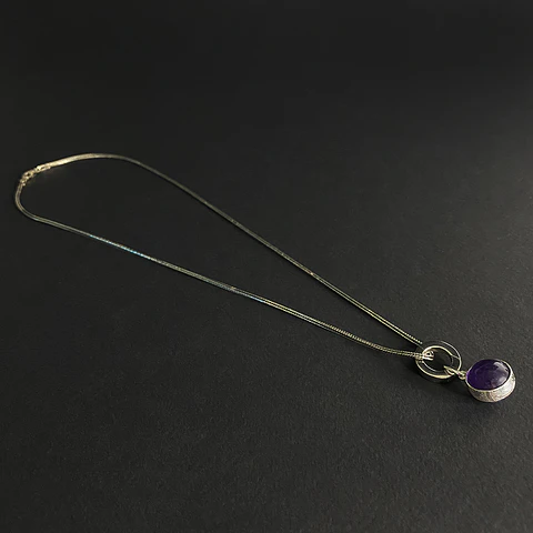 Collar Argolla Esfera Amatista