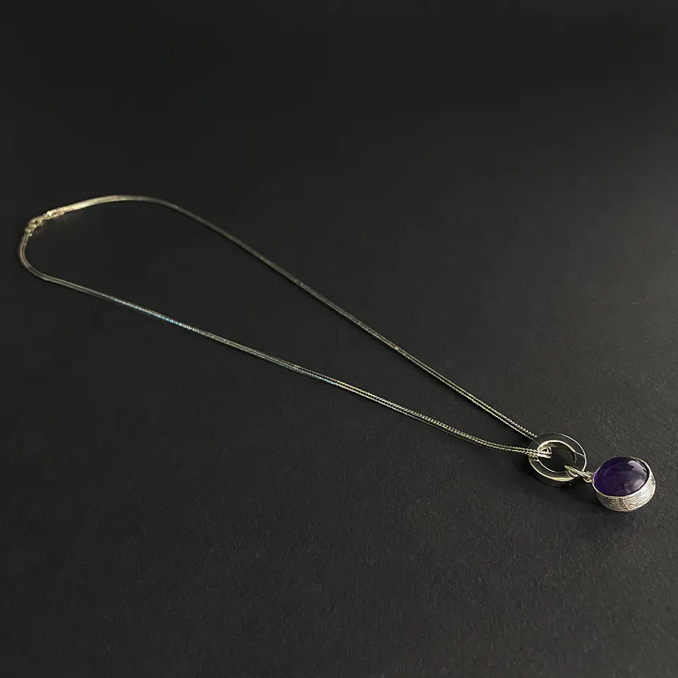 Collar Argolla Esfera Amatista 2