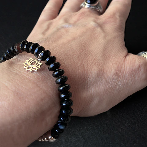 Pulsera Ágata Negra Loto