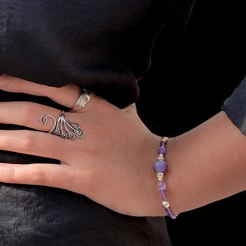 Pulsera Amatistas Plata