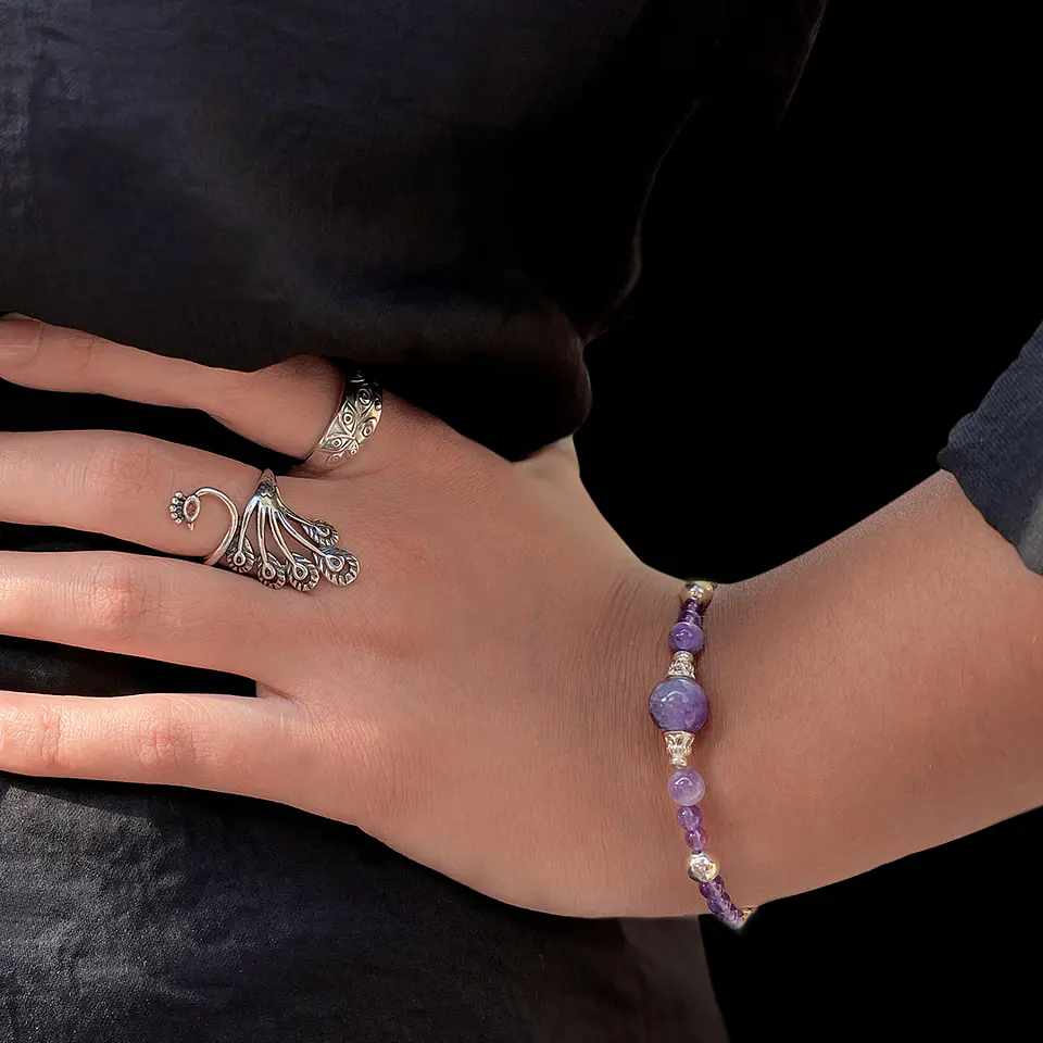 Pulsera Amatistas Plata 2