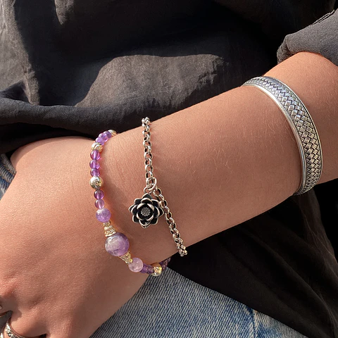 Pulsera Amatistas Plata