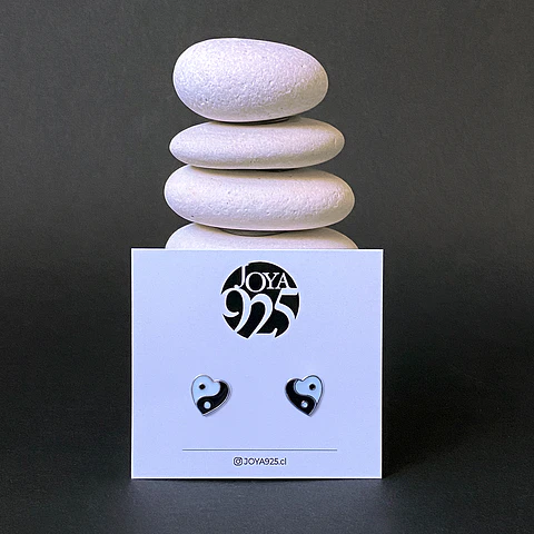 Aros Mini Corazón Yin Yang