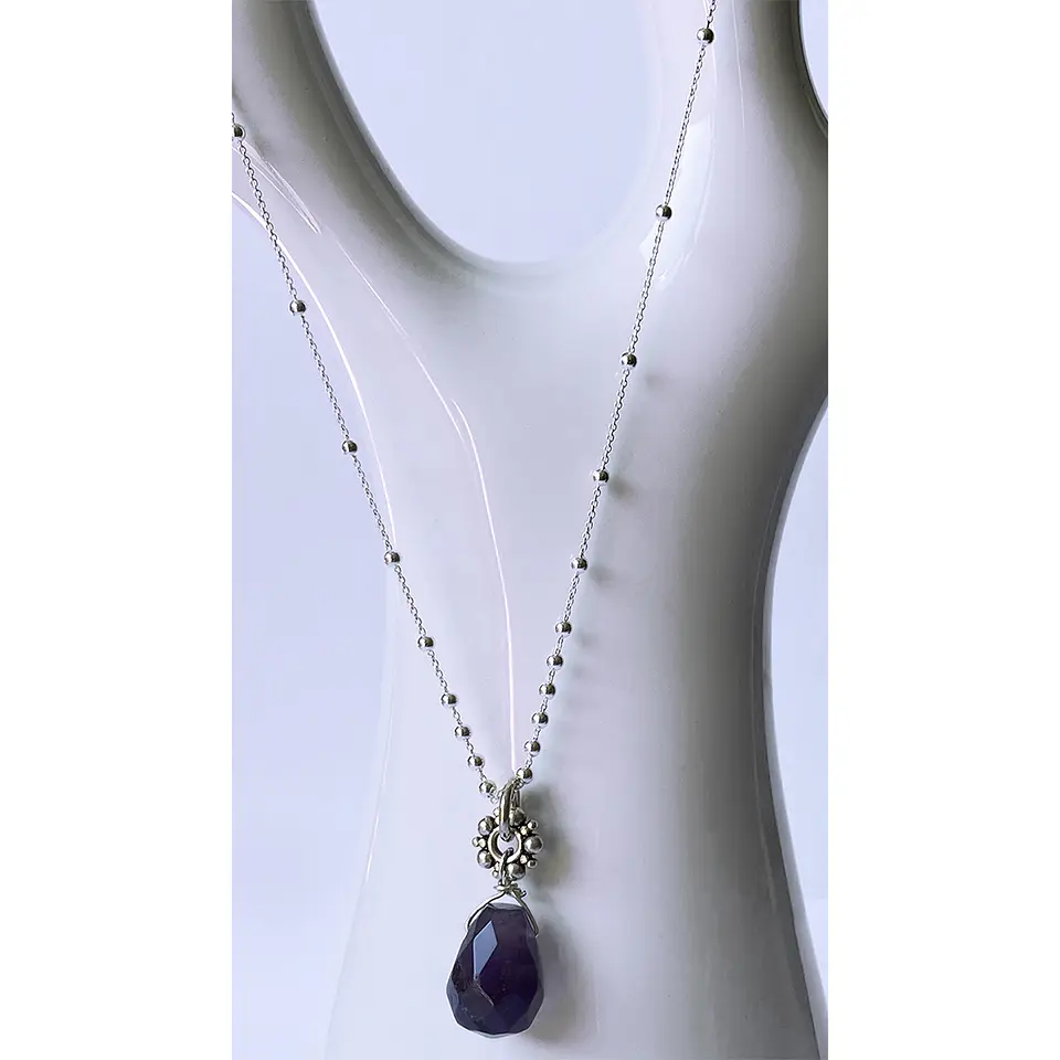 Collar Bolitas Colgante Amatista 3