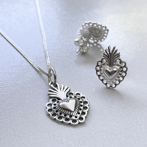 Conjunto Collar + Aros Corazón
