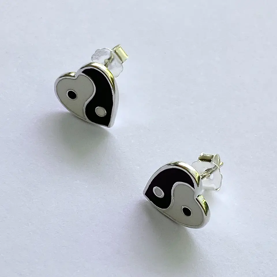 Aros Mini Corazón Yin Yang 5