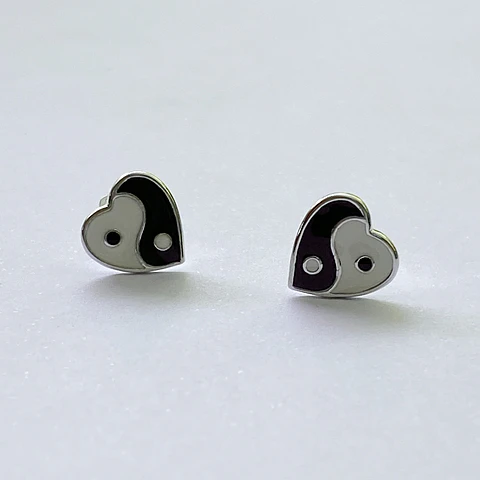 Aros Mini Corazón Yin Yang