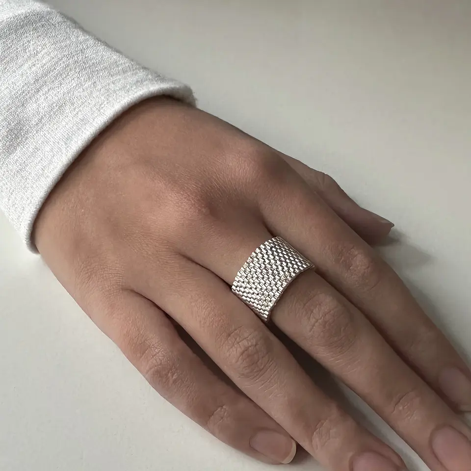 Anillo Miyuki Plata Grueso 3