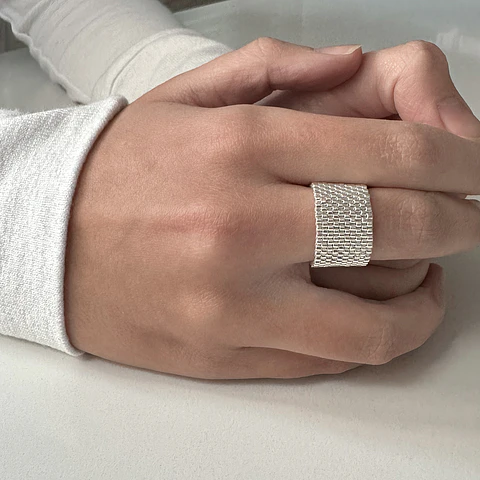 Anillo Miyuki Plata Grueso
