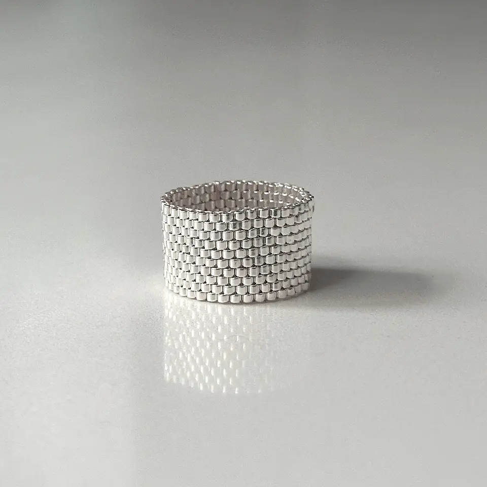 Anillo Miyuki Plata Grueso 2