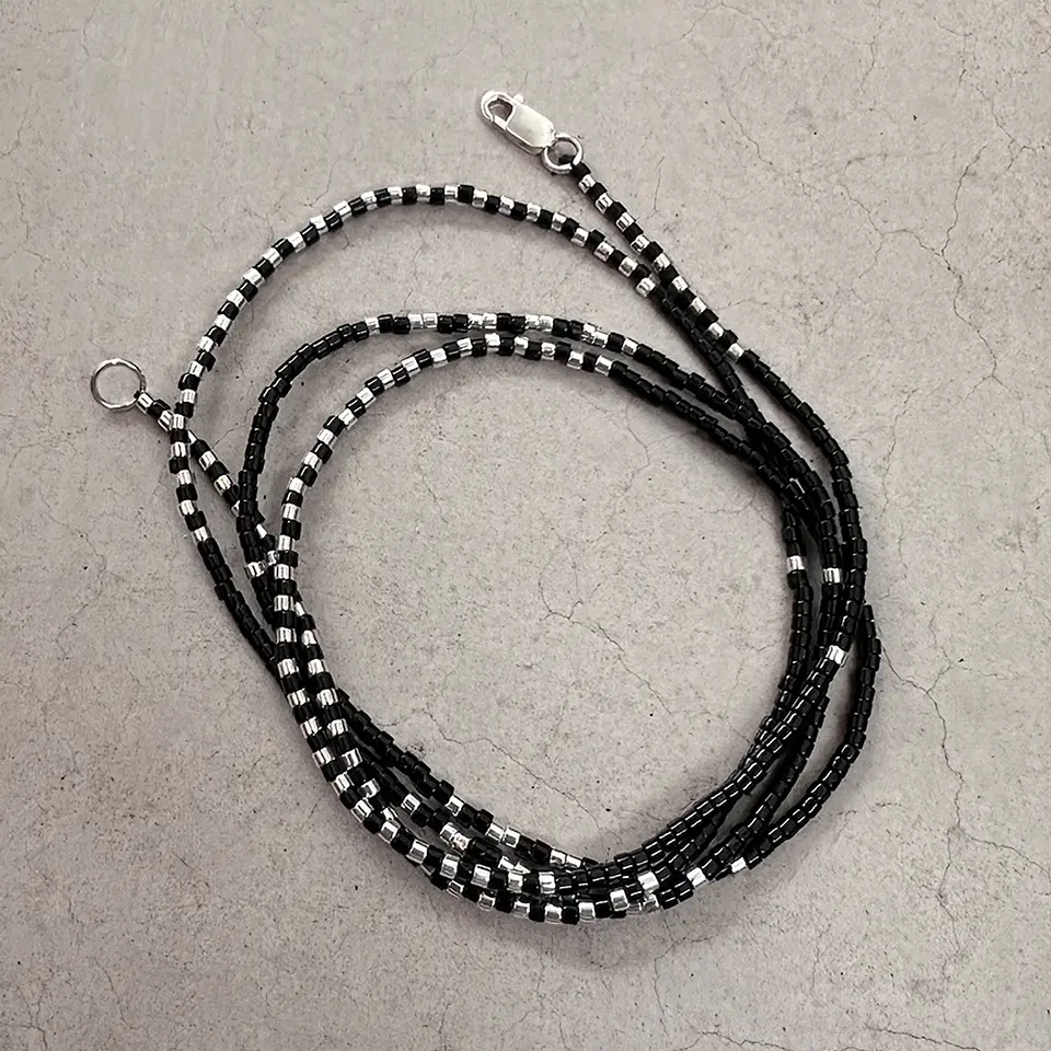 Pulsera Mostacillas Miyuki Negro/Plata 5