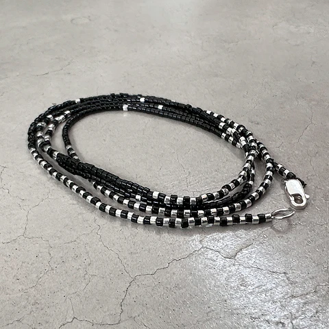 Pulsera Mostacillas Miyuki Negro/Plata