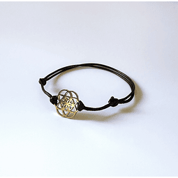 Pulsera Cuero Semilla Vida Oro