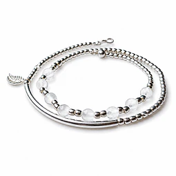 Pulsera Mostacillas Tubo Cuarzo Cristal 