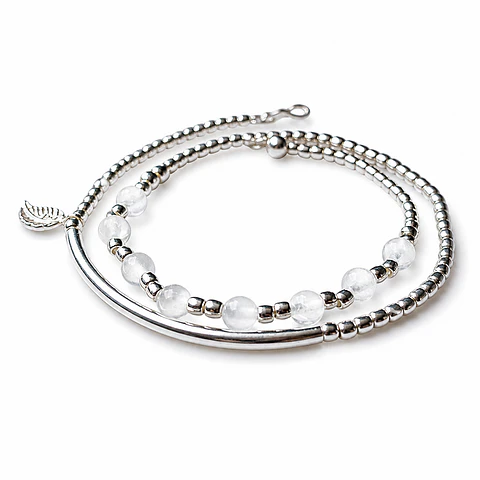 Pulsera Mostacillas Tubo Cuarzo Cristal 