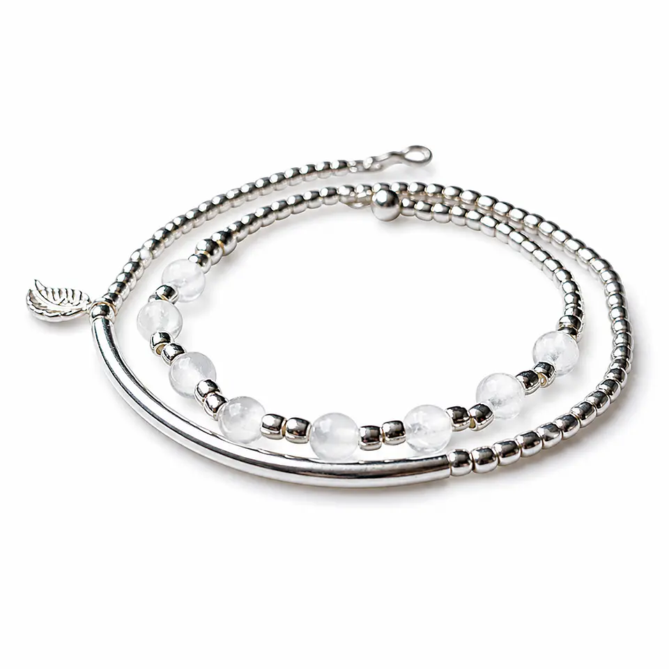 Pulsera Mostacillas Tubo Cuarzo Cristal  1