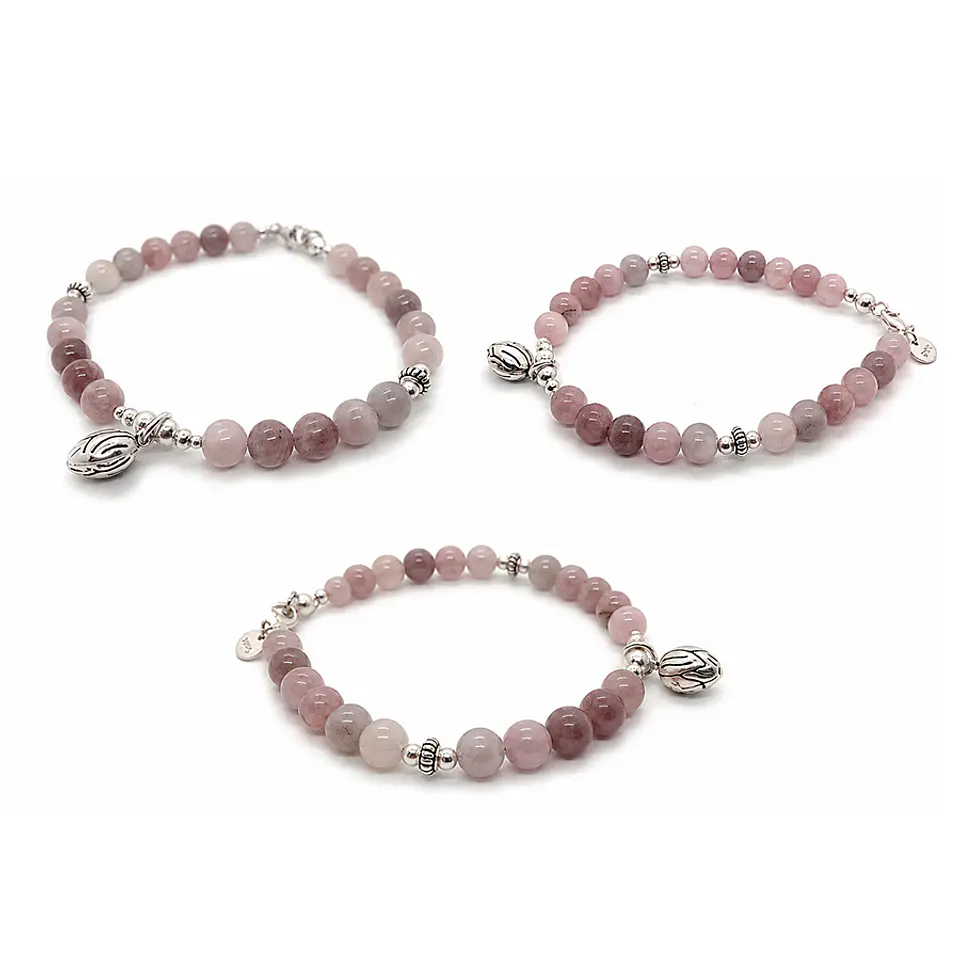 Pulsera Cuarzo Rosado Brote Loto 1