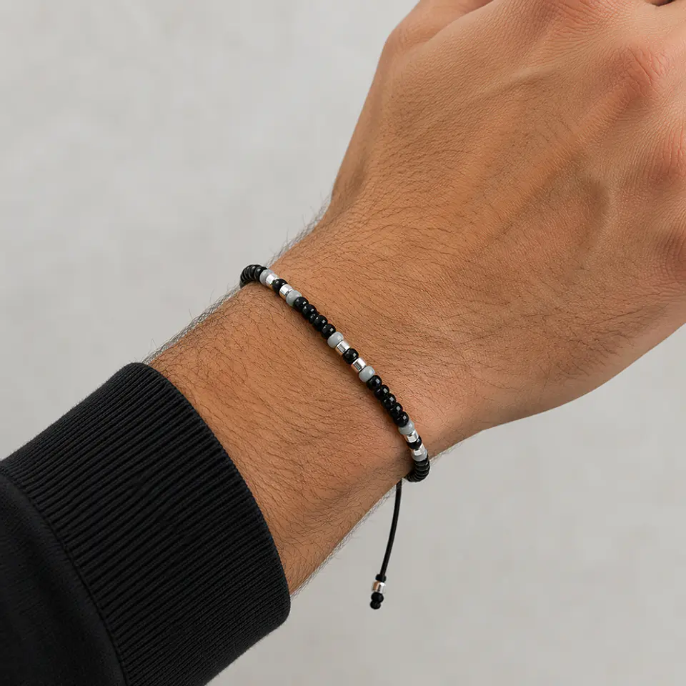 Pulsera Mostacillas Grises / Negro 2