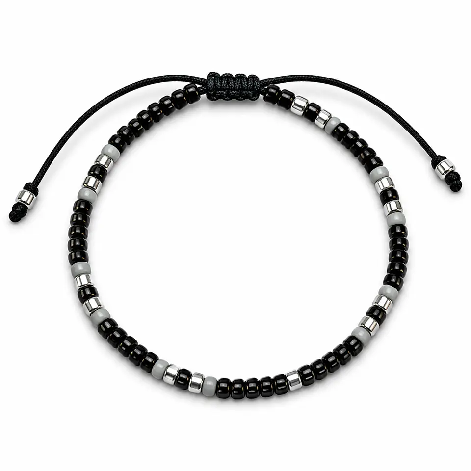 Pulsera Mostacillas Grises / Negro 3