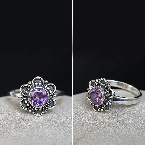 Anillo Flor Amatista