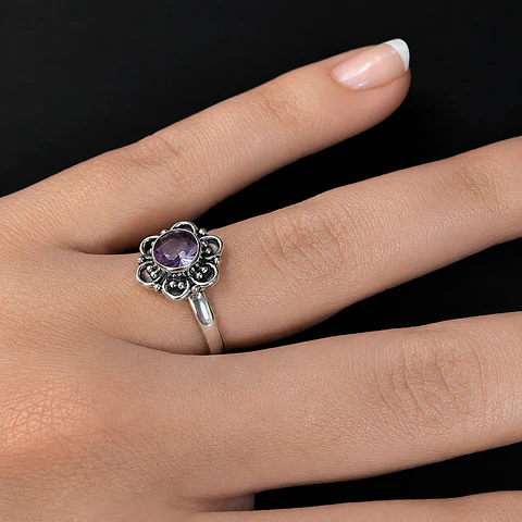 Anillo Flor Amatista