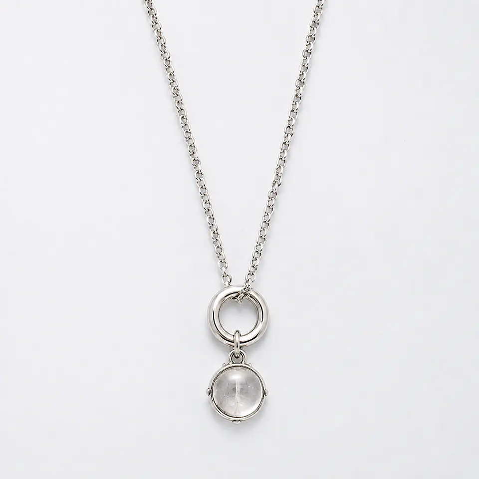 Collar Argolla Esfera Cuarzo Cristal 2