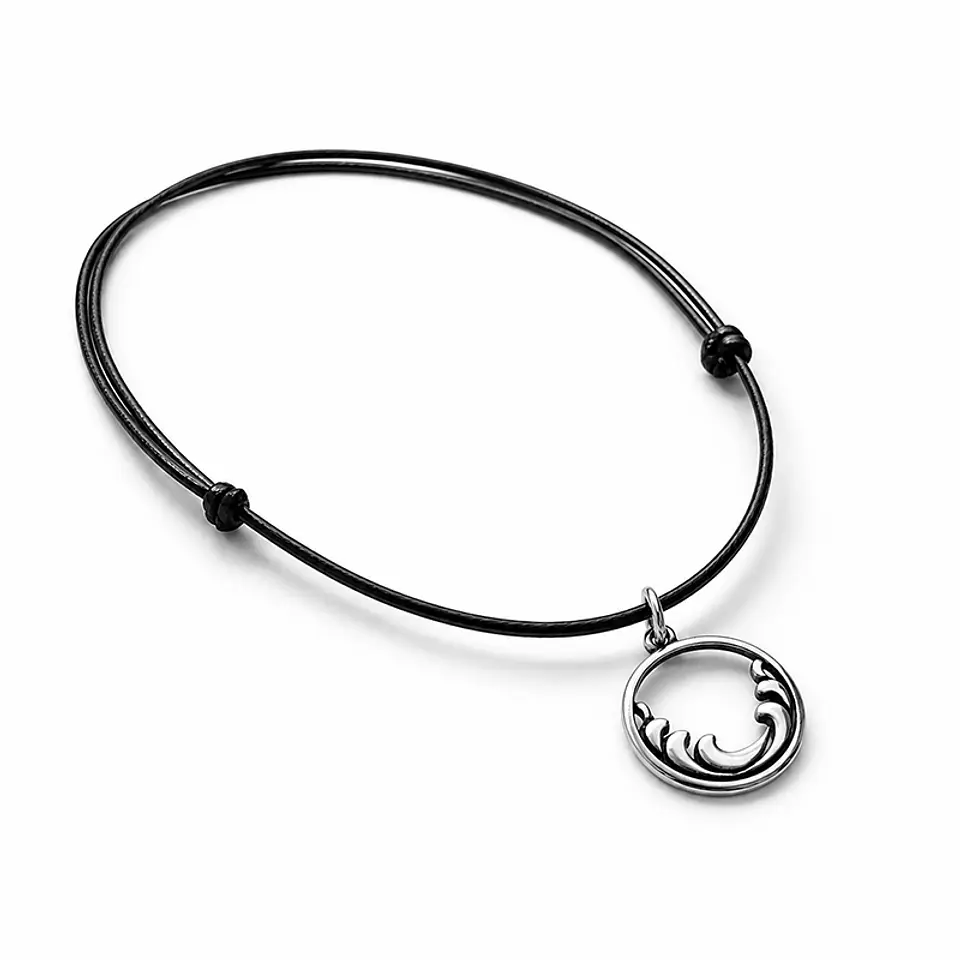 Collar Cuero Colgante Marea 3