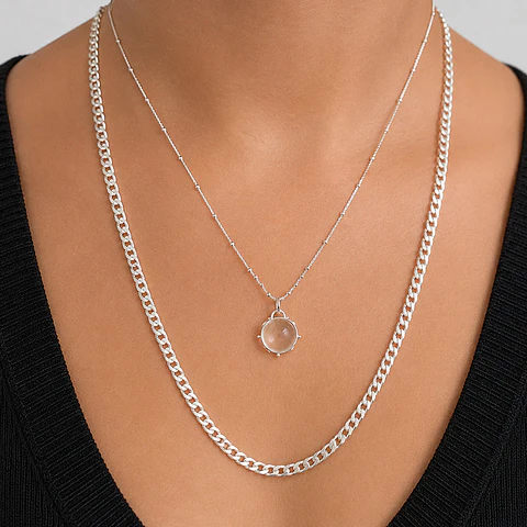 Collar Bolitas Esfera Cuarzo Cristal