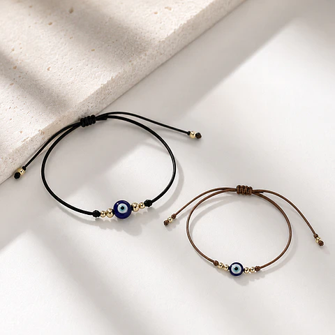 Pulseras Mix Ojito Turco Oro
