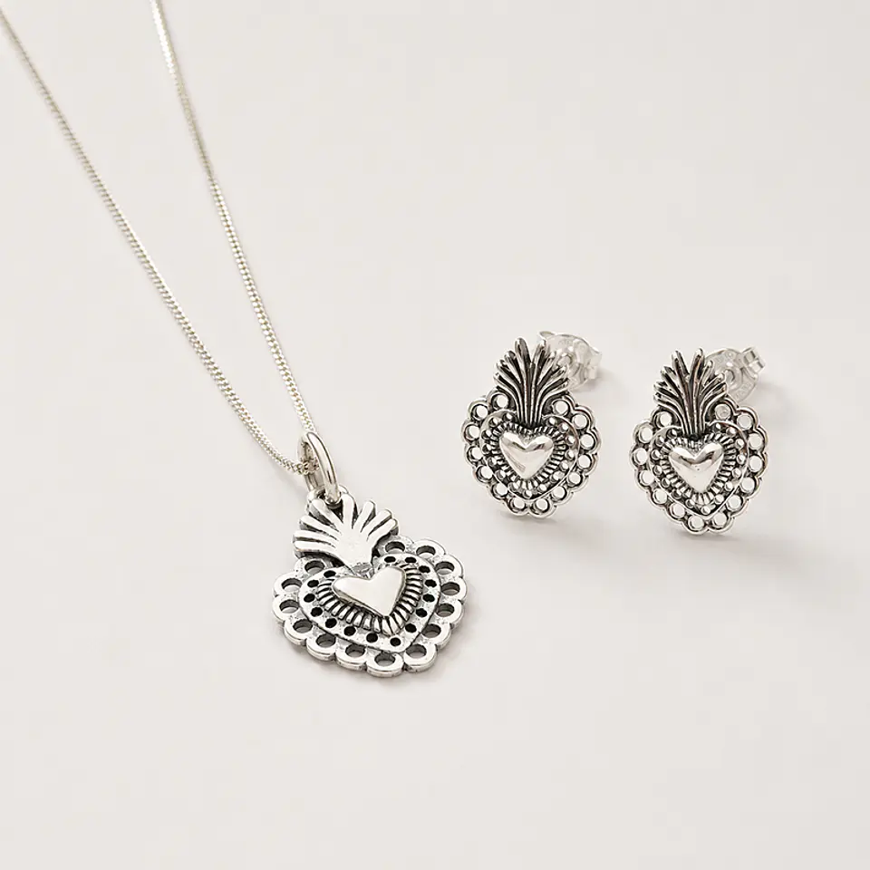 Conjunto Collar + Aros Corazón 2